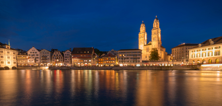 Evening view of the Zurich downtownのeditorial素材