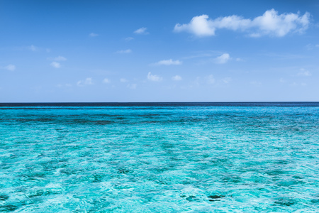 Panorama of tropical lagoon on the island in Indian Ocean.の写真素材