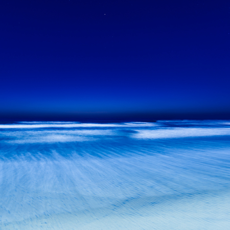 Night Surf Ocean Beach in San Diego. Long exposure.の写真素材