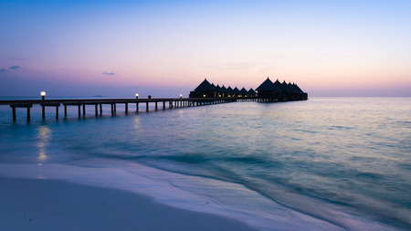 Overwater Bungalow. Ocean in the Maldives. Vacation in luxury hotelのeditorial素材