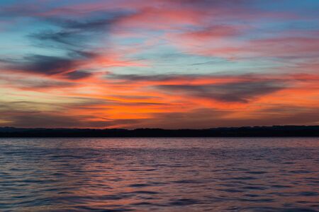 Spectacular sunset over Lake Zug in the Swiss Alps.の写真素材