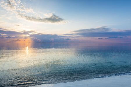 Beautiful evening in the Maldives. Luxury Resort to relax.の写真素材