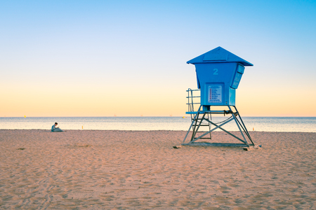 Evening mood at the beach in Santa Barbara. Coast of California.の写真素材
