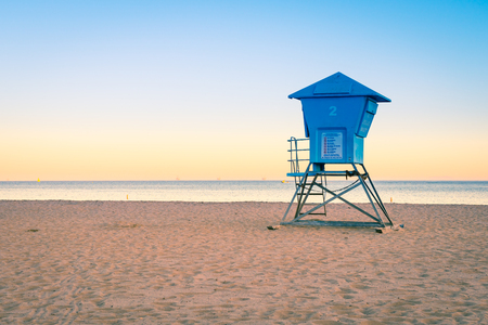Evening mood at the beach in Santa Barbara. Coast of California.の写真素材