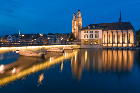 Zurich at nightのeditorial素材