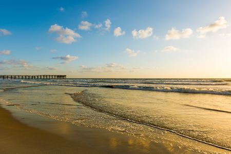 Impressive seascape of Ocean Beach in San Diego, California. Sunset.の写真素材