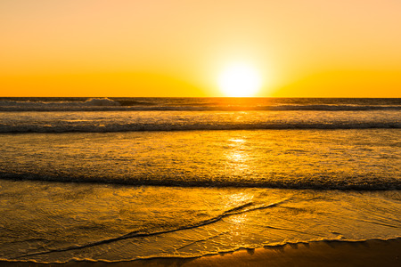 Impressive seascape of Ocean Beach in San Diego, California. Sunset.の写真素材