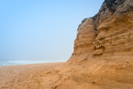 Coast of the ocean near San Francisco in fog.の写真素材