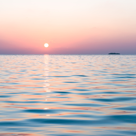 Sunset on a tropical island. Relax evening in the Maldives.の写真素材