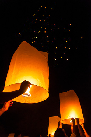 sky lanternの写真素材