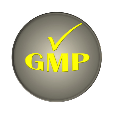 GMP icon or symbol image concept design on white backgroundの写真素材