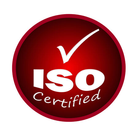 ISO certified icon or symbol image concept design on white backgroundの写真素材