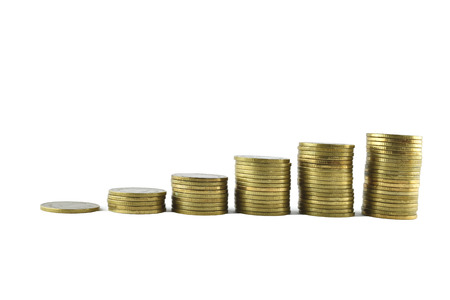 Money growth concept in business on white background.