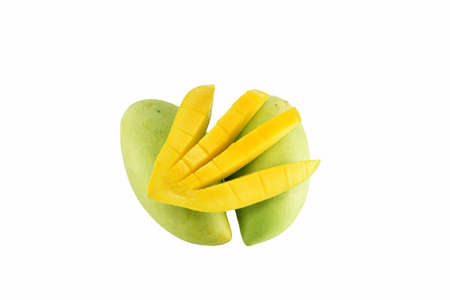 Mango fruit isolated on white background with clipping pathsの写真素材