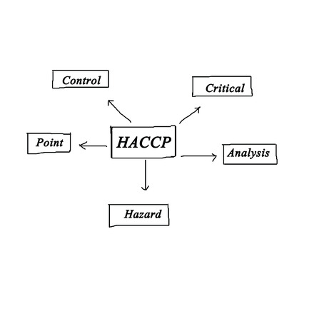 Meaning of HACCP concept (Hazard Analysis of Critical Control Points) on green background for used in manufacturingの写真素材