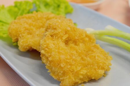 fried shrimp pancake on plate in restaurant, Thai food.の写真素材