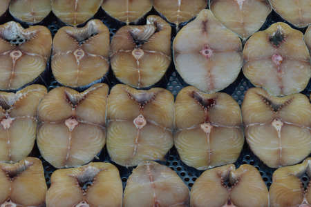 dried fish background.の写真素材