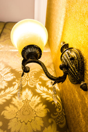 Lamp with gold fabric wall In center capital Thailandの写真素材