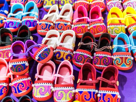 shoes make up fabric local North of Thailandの写真素材
