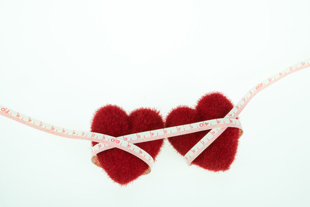 Two heart with measuring tapeの写真素材