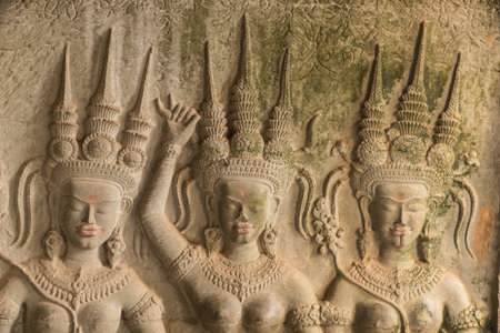 rock cambodia angel sculpture in Angor Wat