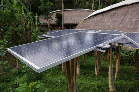 solar cell tree in green village bali indonesia