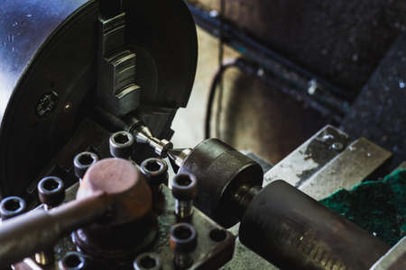 lathe machine working during productivity in industry conceptの写真素材