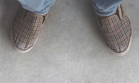 flat lay leg and shoes beautiful tone look like hipster or vintage conceptの写真素材