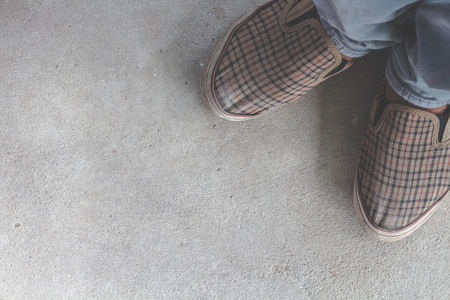 flat lay leg and shoes beautiful tone look like hipster or vintage concept
