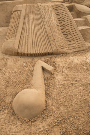 ALGARVE, PORTUGAL - August 6, 2015: sand sculpture of unidentified artist at FIESA, International Sand Sculpture Festival in Algarve, Portugal.のeditorial素材