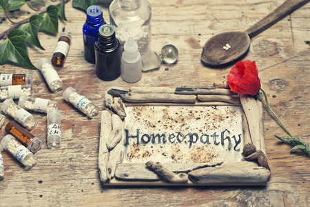 Table with handwritten text  Homeopathyのeditorial素材