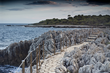 coastal trail, Cap d'Antibes. Antibes Franceの写真素材