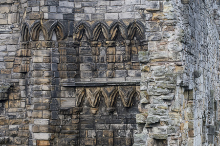 old wall in the Ruins of St Andrews Cathedral, Scotlandの写真素材