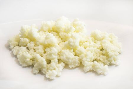 Milk kefir grains in plate with, photographed with natural lightの写真素材