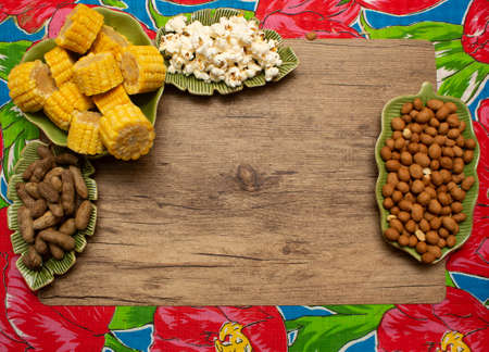 various sweets from the Brazilian June Festival with copy space