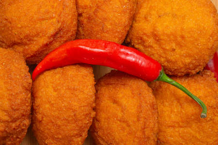 Brazilian traditional dumplings with black-eyed peas and peppers - Typical food from Bahiaの写真素材