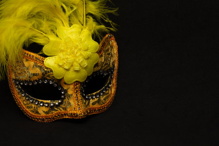 colorful carnival mask on a black backgroundの写真素材