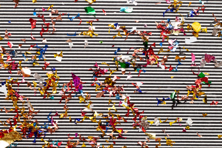 colorful carnival ornaments on black and white backgroundの写真素材