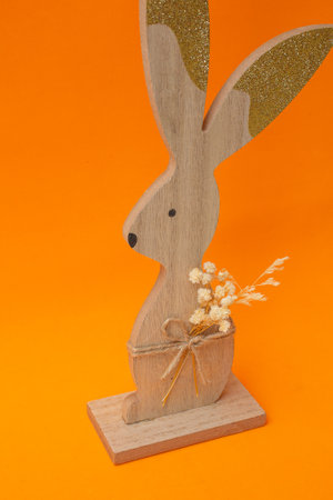 easter bunny on an orange background (Easter)の写真素材