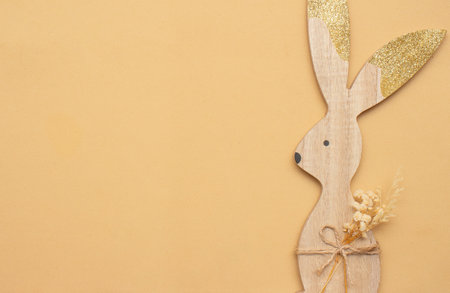 easter bunny on an beige background (Easter)の写真素材
