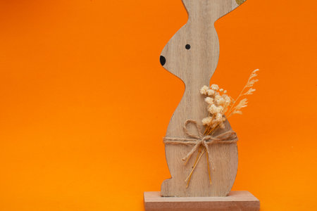 easter bunny on an orange background (Easter)の写真素材