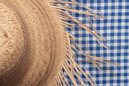 straw hat on brazilian june party backgroundの写真素材