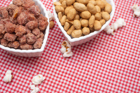 bowl full of salted and sweet peanuts - brazilian june partyの写真素材