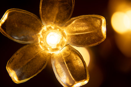 macro of a golden flower - christmas ornaments