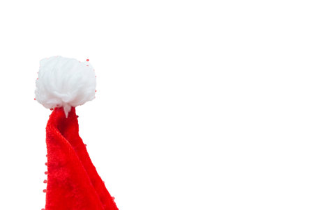 Santa Claus hat with white background and red polka dotsの写真素材