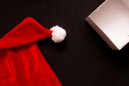 christmas gift boxes with black backgroundの写真素材