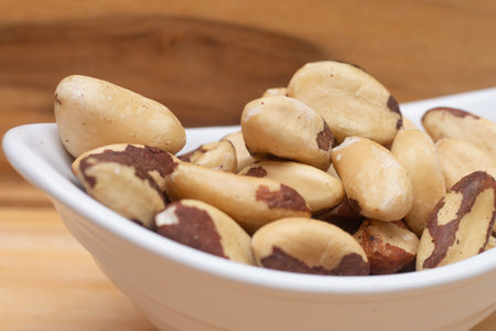 bowl full of Brazil nutsの写真素材