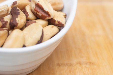 bowl full of Brazil nutsの写真素材