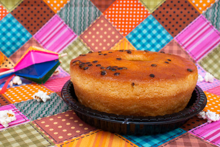 Traditional mexican cake on a colorful background. Close up.の写真素材