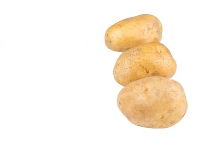 Potatoes on white backgroundの写真素材